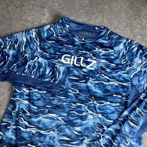 Gillz Mens LS UV Tournament Series V2 Blue Waterman Print L Fishing Shirt Vented